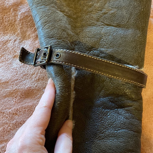 Born cognac leather/shearling lined boots, over the knee/ folds to knee - Picture 6 of 15